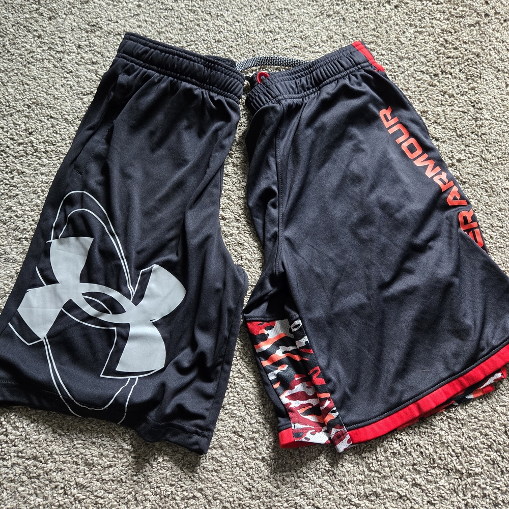Under Armour Black and Red Athletic Shorts